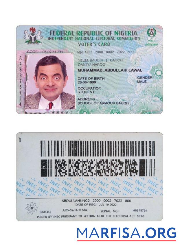 Realistic Nigeria Voter's ID card download for verification